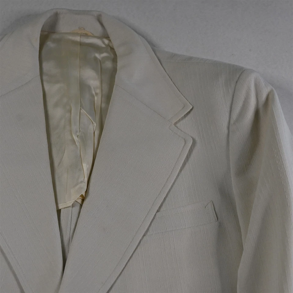 De Colección Hecho en EE. UU. McGregor 46R 38x34 Marfil Blanco Hombres Chaqueta Pantalones Traje Foto 3 de 4