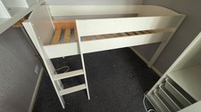 White Wooden Mid Sleeper Cabin Bed Frame with Ladder