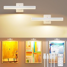 MOITA Picture Light for Wall, Battery Operated Wall Lights 2 Pack, Cordless