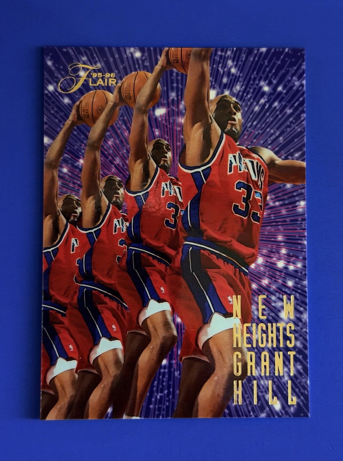 1995-96 Flair Grant Hill Pistons New Heights Basketball Insert Card #2