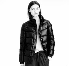 J. Crew Women's Shiny Black Down Filled Puffer Jacket. Sz M