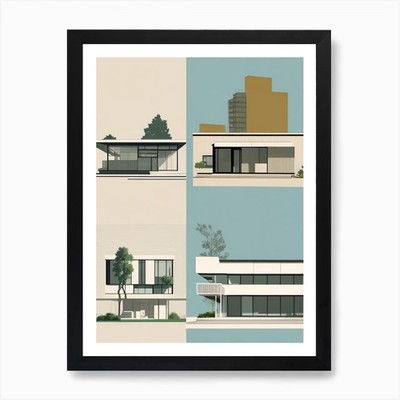 Ikonisches Mid-Century Modern Architekt gerahmtes Wandbild Poster Leinwanddruck Bild