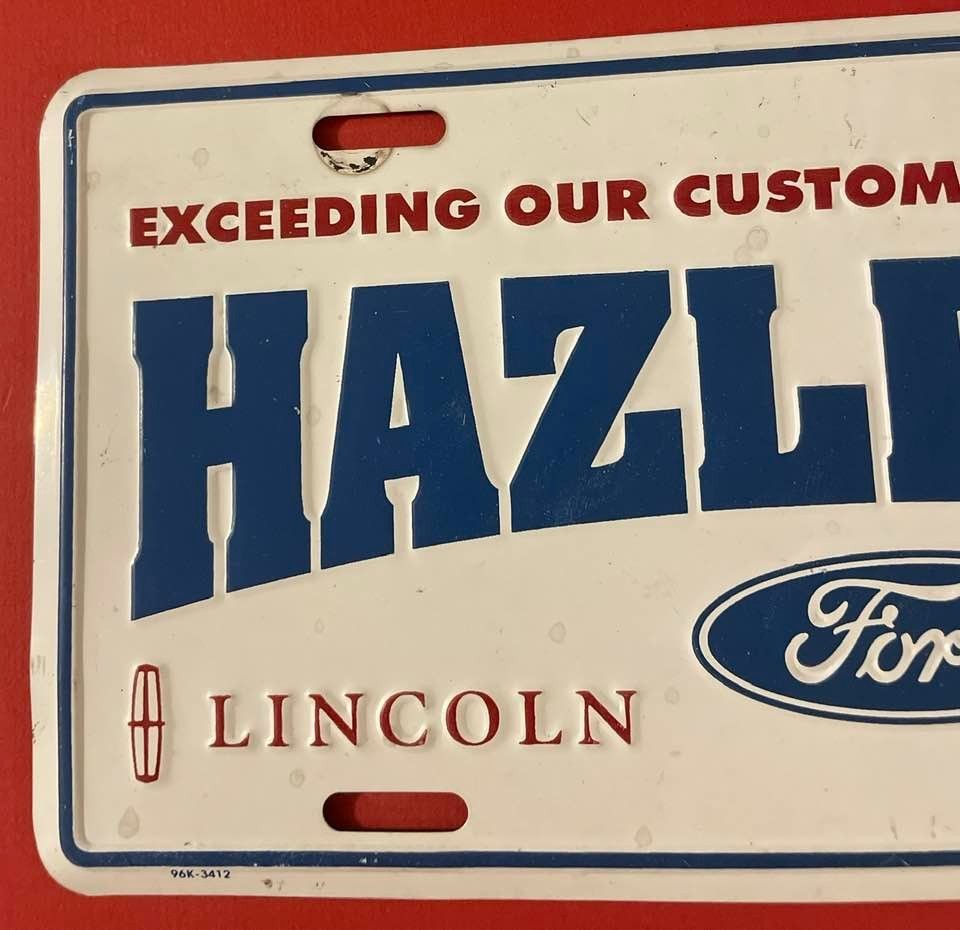Hazleton Ford Dealership Booster License Plate Lincoln Mercury Pennsylvania