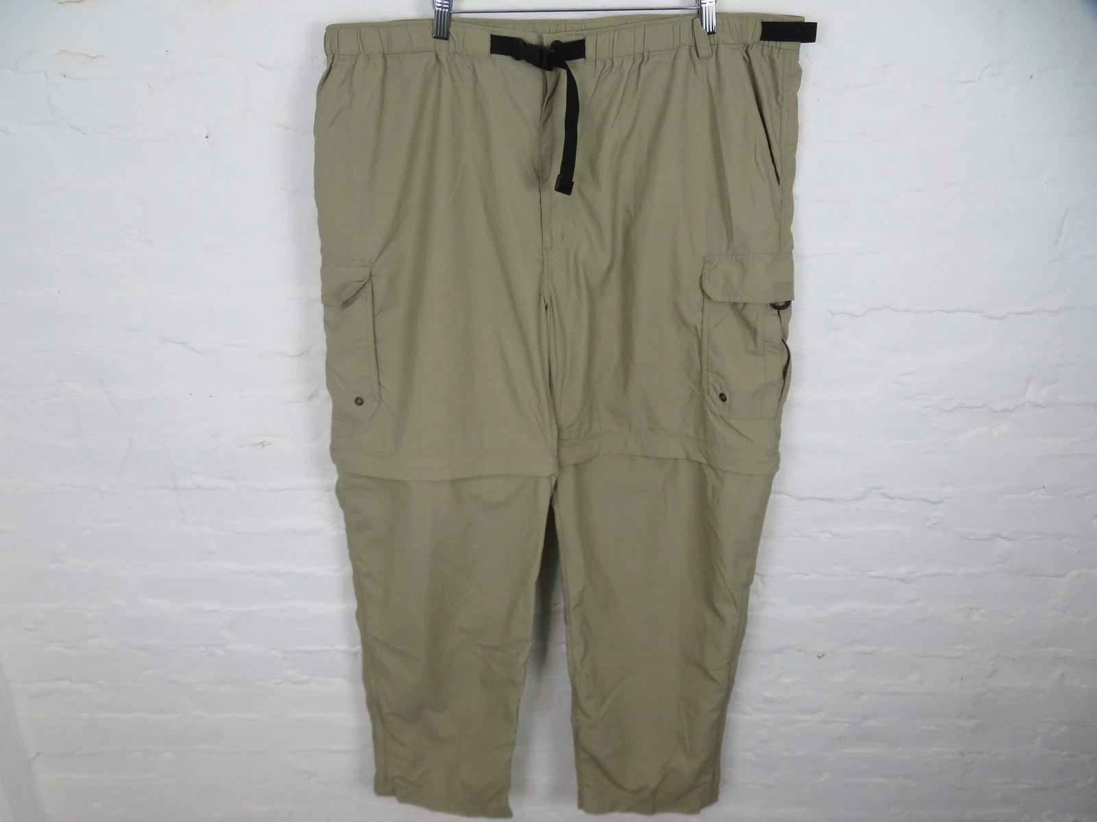 REI Pants Mens 2XL XXL Beige Zip Off Cargo Hiking Convertible Nylon UPF 50+ 30L