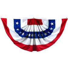 2 Ft. X 4 Ft. Embroidered Polyester USA Pleated Fan Flag Bunting Patriotic Banne