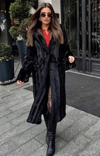 ZARA BLACK LONG FAUX FUR COAT NEW FW24/25 SIZE L 2969/255 BLOGGERS