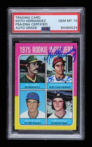 Keith Hernandez Signed 1975 Topps #623 Rookie Infielders / Phil Garner RC / Keit