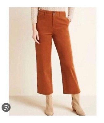 Garnet Hill Women's Size 14 Rust Lightweight Corduroy Ankle Crop Wide Leg Pants