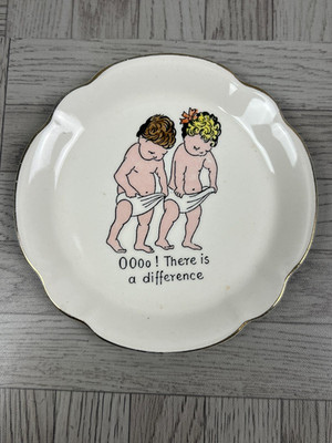Vintage Keramik Schmuck Schale - Humor - Kitsch - unhöflich - Junge & Mädchen - Deko