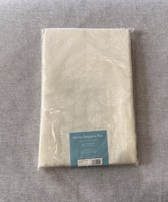 Ivory Fabric Tablecloth 52  x 52  Square Leaf Pattern Home Bargains Plus New