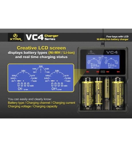 Xtar VC4 LCD USB powered Li-ion/Ni-MH battery charger 4 channel - Picture 5 of 9