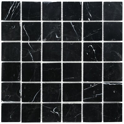 Simple Tile Marble Mosaic Tile ''2''X2'' Square Collection'' Nero Marquina Polished