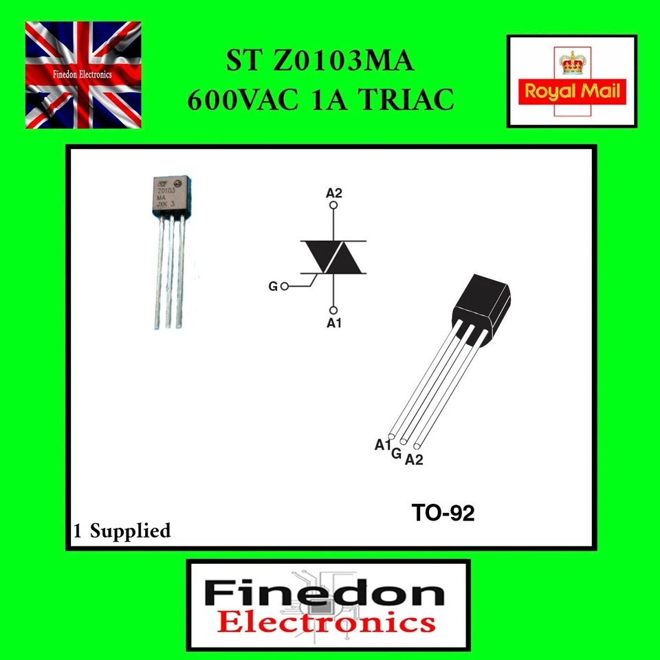 STMICROELECTRONICS ST Z0103MA Triac 1A 600VAC General Purpose UK Seller