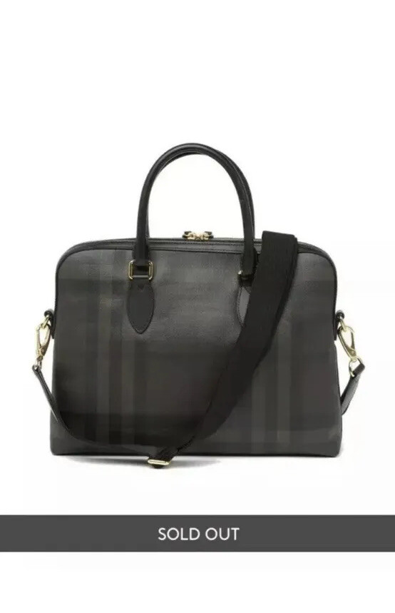 New Auth Burberry Barrow Bermondsey Nova Check Leather Briefcase