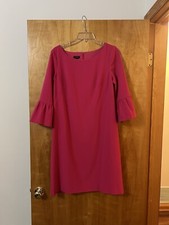 Talbots Dress Womens Pink Shift 3/4 Bell Sleeves Lined Colorful Party NWT Size 4