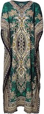 Women's Long Printed Kaftan Kimono Tunic Dress Plus Size Maxi Gown Night Dress