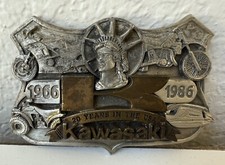 Vintage 1986 Kawasaki Motorcycle Belt Buckle 20 Year Anniv 231/3000 Limited