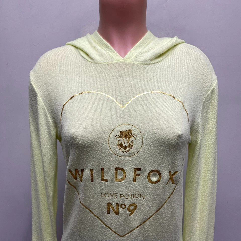 Wildfox женщин лайм зеленый длинным рукавом графический любовь зелье No 9 пуловер толстовка с капюшоном XS - Изображение 2 из 4