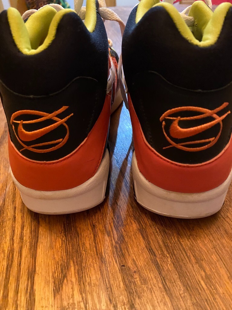 nike high tops black and orange