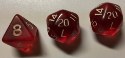Vintage Chessex AD&D D&D Dungeons Dragons Dice D20 (2) D8 Gem Red Crystal