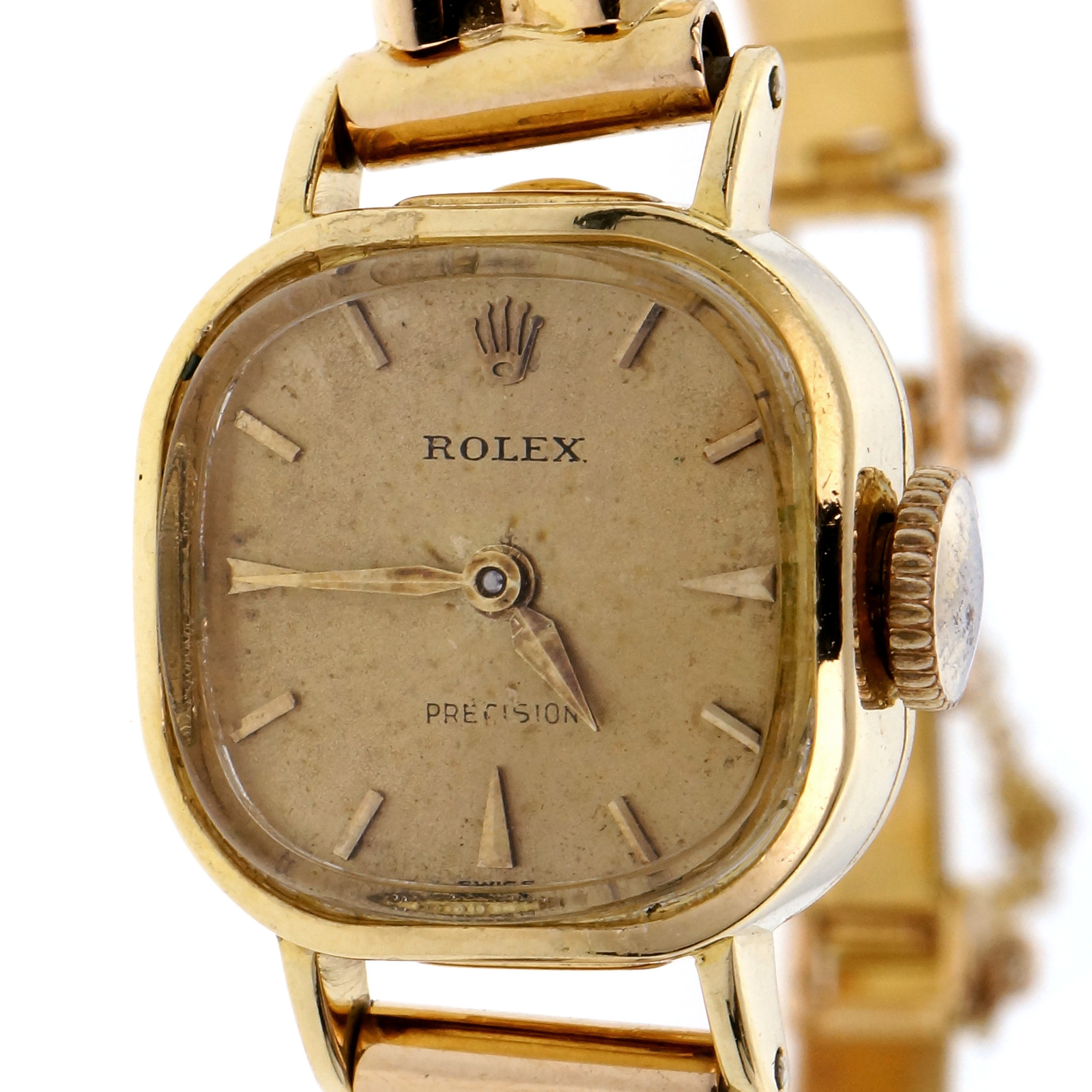 Vintage Rolex Ladies 1960 Dress Watch 18k Yellow Gold Gem