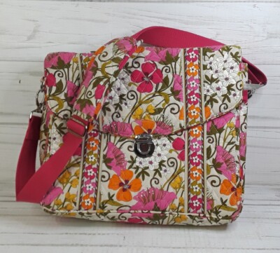 Vera Bradley Clementine Pink Orange Fairy Laptop Bag Messenger