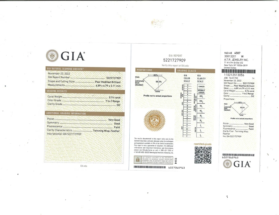 Помолвочное кольцо из белого золота 18 карат с грушевидным светло-желтым бриллиантом сертифицированное ГИА 1,57 карата - Изображение 3 из 4