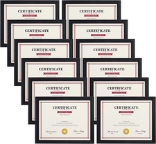 Black 8.5X11 Picture Frame Set of 12, Multi 8.5 X 11 Frames Bulk for Award Certi