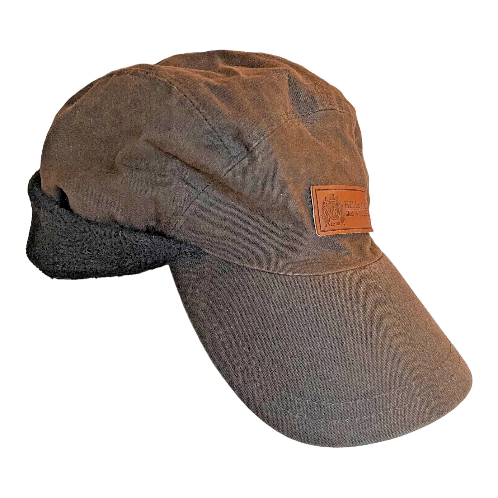 Hills Hats New Zealand Alliance Brown Baseball Cap Black Fleece Ear Flap Men M