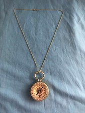 New Large 2  Brass Compass Necklace / Pendant / Key Ring w/ 24  Gold-Tone Chain