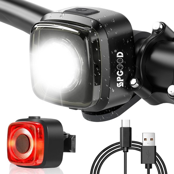 Spgood Fahrradlicht Set | Stvzo Zugelassen Fahrradbeleuchtung Fahrradlicht Usb-image