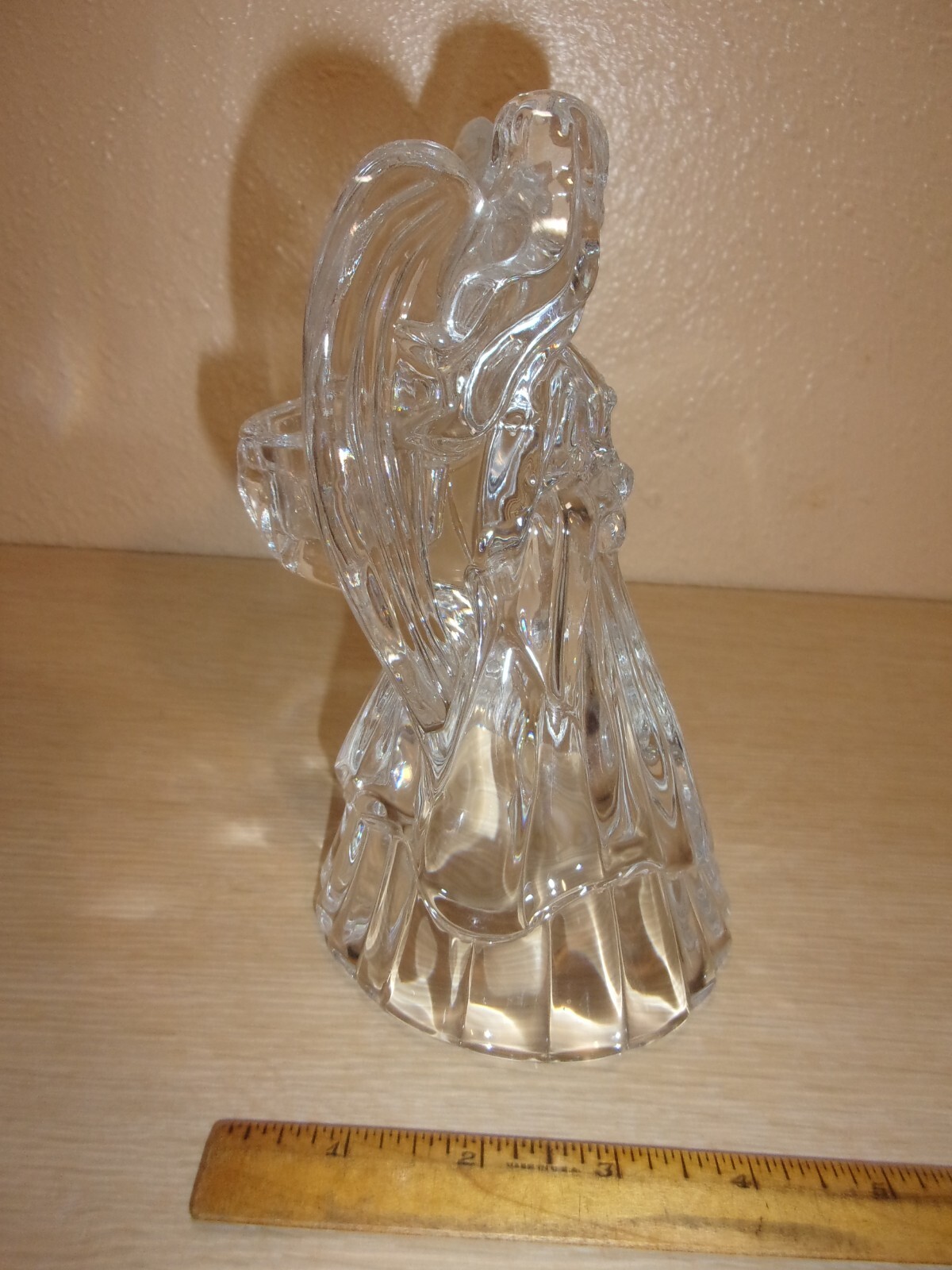 CLEAR GLASS ANGEL CANDLE HOLDER eBay