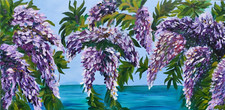 Oil Picture Hand Painting Canvas Stretcher Sea Glicine Flower Palette Knife