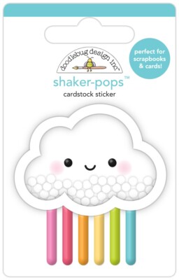 Doodlebug Stickers Shaker-Pop 3D Rainbow Bright Smiling Cloud Stripes