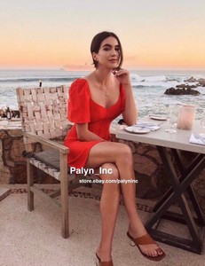 zara red puff sleeve dress