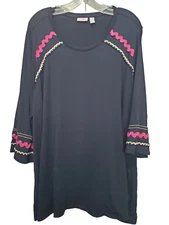 LOGO by Lori Goldstein Cotton Modal 3/4 Sleeve Crew Neck Top w/Applique Size 3X