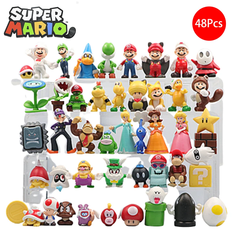 48Pcs Super Mario Bros Mini Figures Luigi Model Doll Toys Model