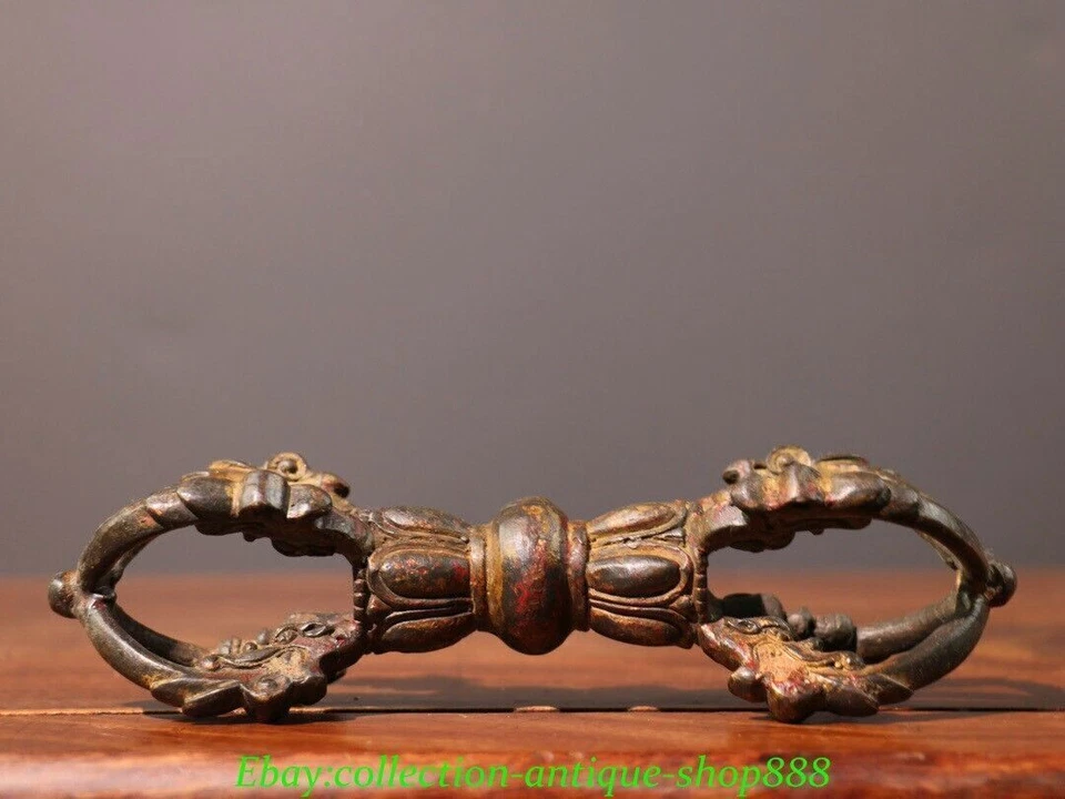 Old Tibet Tibetan Buddhism Bronze Gilt Dorje Phurpa Pestle Vajra Exorcism FaQi - Image 4 of 4