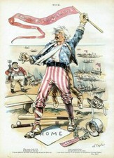 BASEBALL UNCLE SAM THE BASEBALL PLAYER BATS BALL CHAMPION OF THE WORLD JOHN BULL
