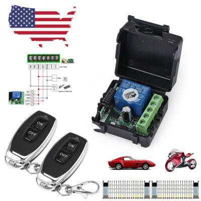 Wireless Remote Control Switch DC12V Relay Rece-iver Switch on/off RF 433Mhz USA
