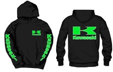 Kawasaki Green Ninja Front  Back Logo Black Hoodie Buy ANY 2, get FREE tee 