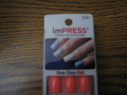 1 Kiss ImPRESS Press-On Nails SWEPT AWAY 62307 30 ORANGE+ Accent Silver Stripes - Picture 2 of 5