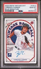 2023 Onyx Extended AUTO Blue Ink LORENZO CARRIER Miami Hurricanes PSA 10 GEM