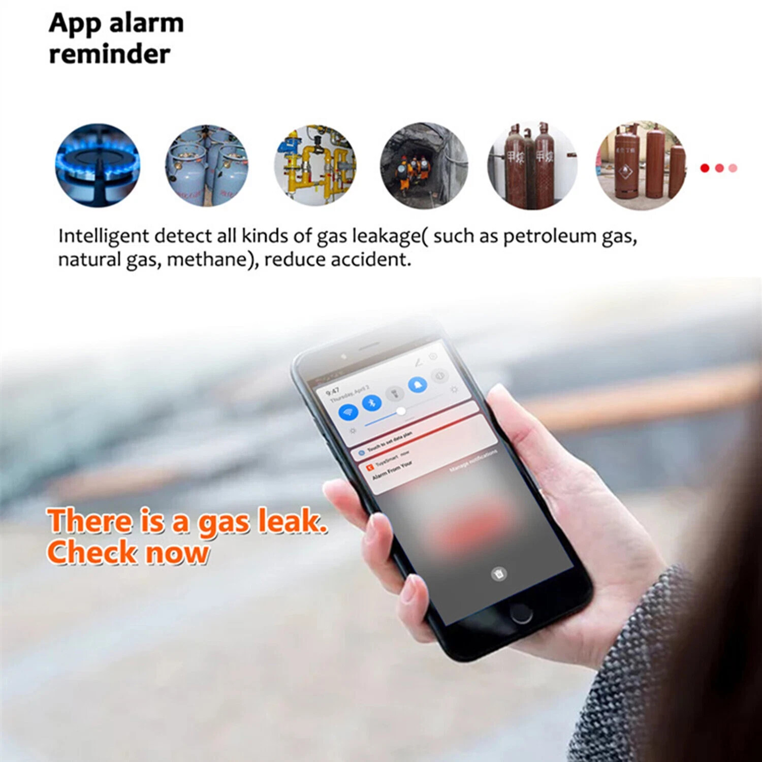 WIFI Smart Natural Gas Alarm Sensor Gas Leak Detector - Tuya APP Control