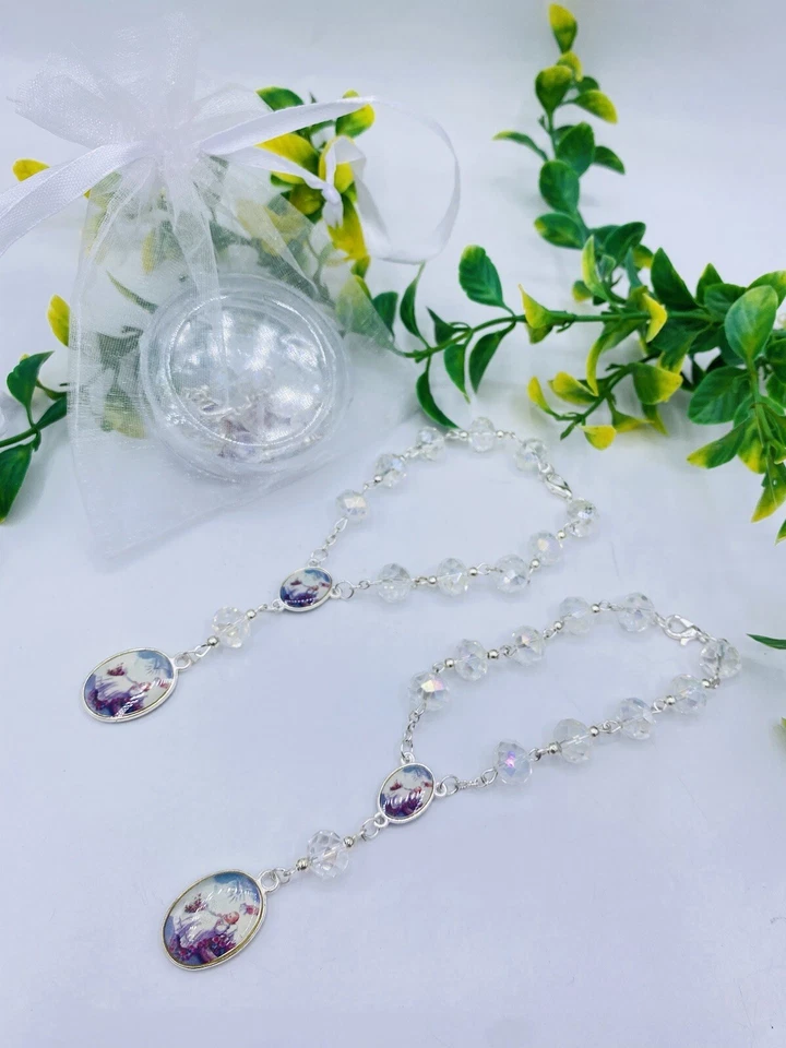 12 BAPTISM FAVORS BRACELETS PINK FIRST COMMUNION RECUERDOS DE BAUTIZO COMMUNION - Image 2 of 3
