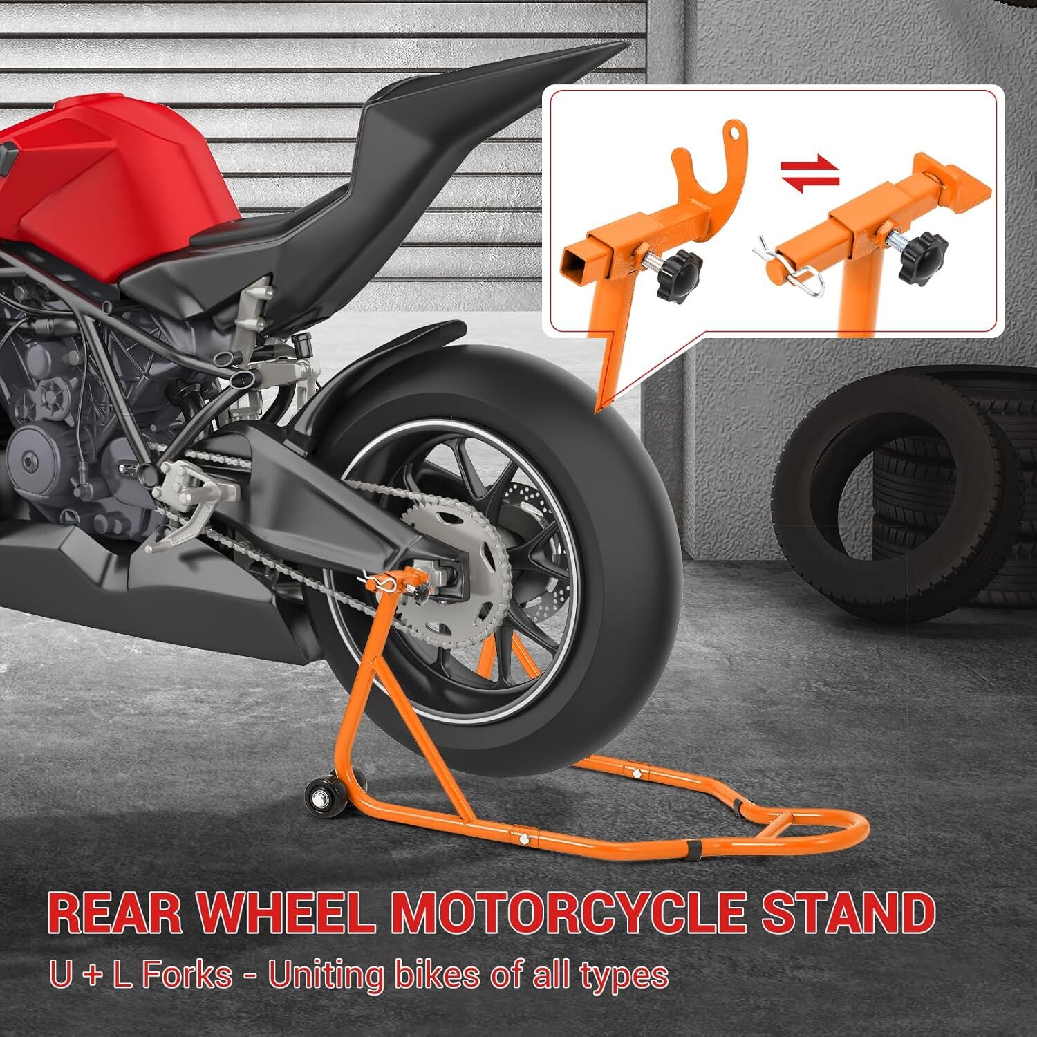 Motorcycle Front & Rear Stand Lift 850 lbs Spoo lift Paddock Swingarm Arm