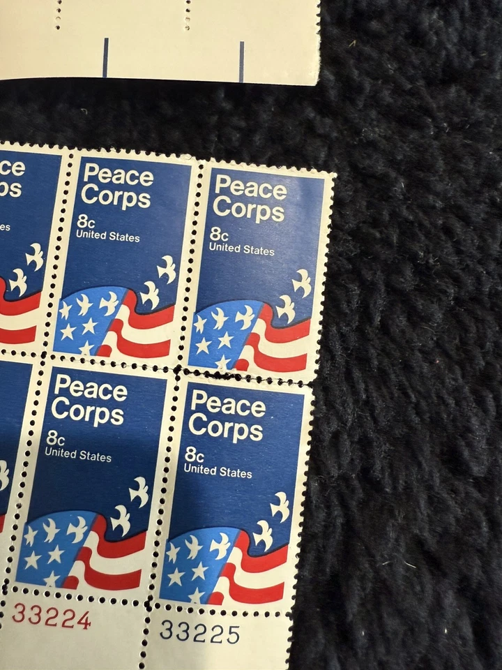 US Plate Block Stamp Scott# 1447 Peace Corps 1972 8 Cents 6 stamp Plate X 7 - image 4 of 4