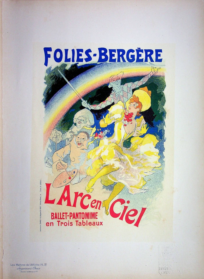 Jules Cheret: Folies Bergères Rainbow, Litografía Original Firmada, 1895 Foto 2 de 4