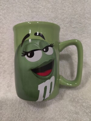 Green M&M Official Licensed 3D Raised Coffee Mug  Ceramic- 2011  Nice Condition