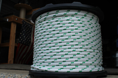 NovaTech 3/8" X 100' Double Braided Sailboat Rope – White/Green Sheet & Halyard Line
